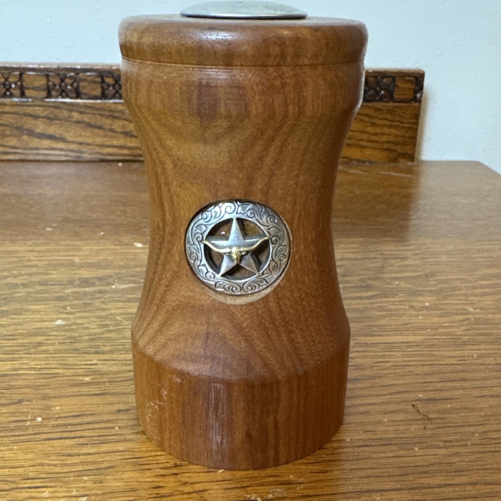 Wooden Texas Star & Longhorn Salt Or Pepper Shaker 5"
